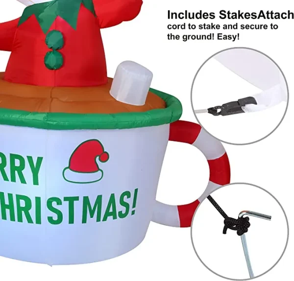 6ft Tall LED Inflatable Elf Mug 7 6ft Tall LED Inflatable Elf Mug - Image 5