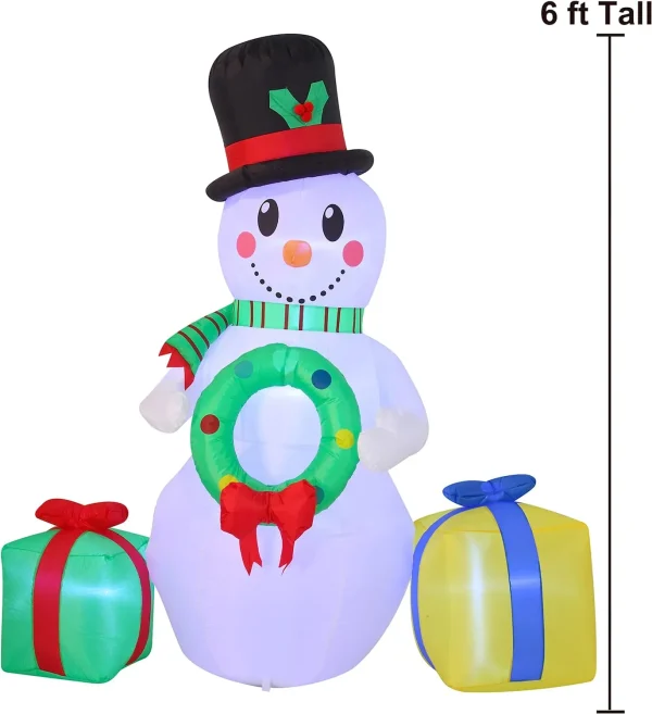6ft Tall LED Inflatable Snowman Christmas 5 6ft Tall LED Inflatable Snowman Christmas - Image 3