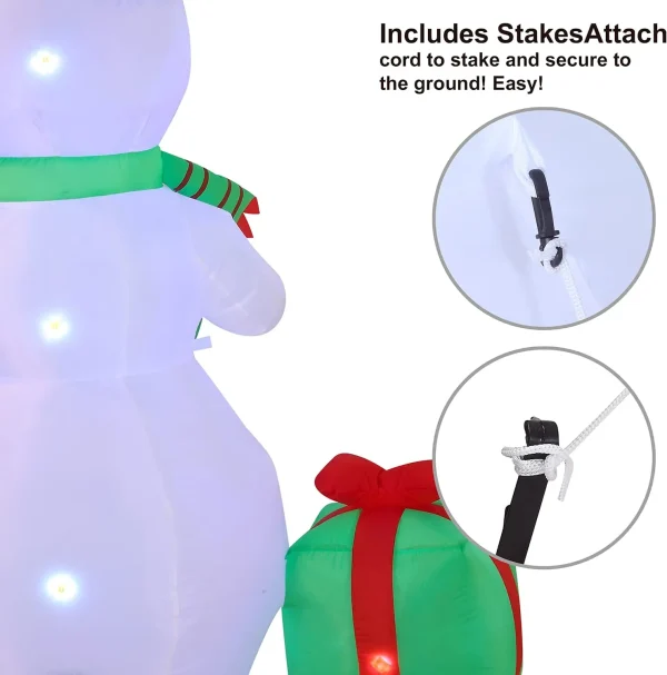 6ft Tall LED Inflatable Snowman Christmas 6 6ft Tall LED Inflatable Snowman Christmas - Image 4