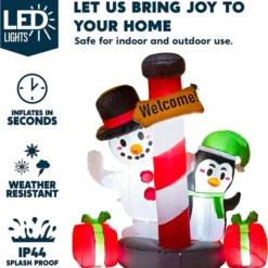 6ft Tall LED Welcome Sign Inflatable Christmas Decor -Christmas Decorations Store 6ft Tall LED Welcome Sign Inflatable Christmas Decor 2 600x638 1