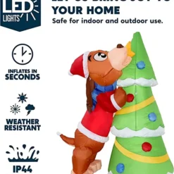 6ft LED Christmas Puppy Inflatable Putting A Tree Topper -Christmas Decorations Store 6ft Tall Puppy Putting a Tree Topper Christmas Inflatable 1