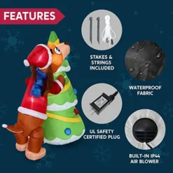 6ft LED Christmas Puppy Inflatable Putting A Tree Topper -Christmas Decorations Store 6ft Tall Puppy Putting a Tree Topper Christmas Inflatable 2