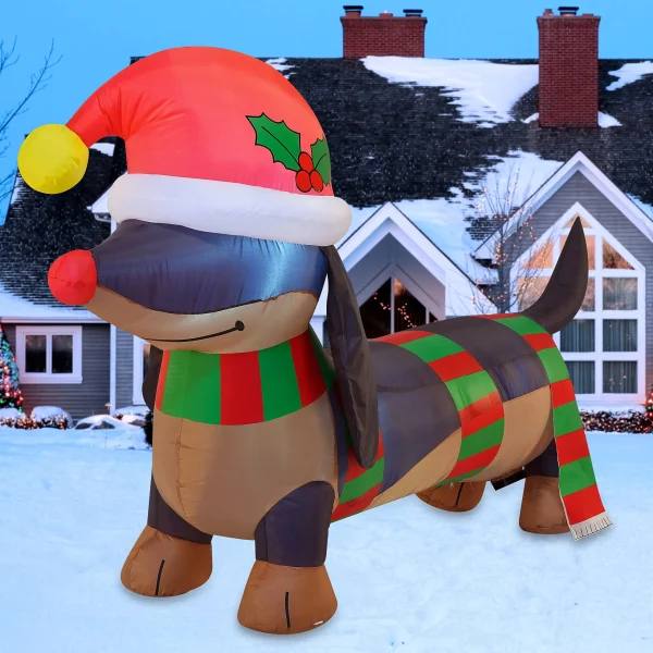 6ft Long Inflatable Christmas Wiener Dog 3 6ft Long Inflatable Christmas Wiener Dog