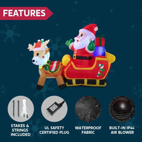 6ft Wide Santa Clause Inflatables Decoration 7 6ft Wide Santa Clause Inflatables Decoration - Image 6