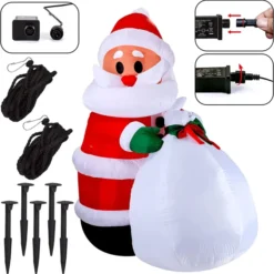 8ft Inflatable LED Santa With Gift Bag -Christmas Decorations Store 7.9ft Inflatable LED Santa with Gift Bag 5 600x602 1