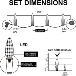 70 LED C6 Christmas String Lights 24.28ft -Christmas Decorations Store 70 LED C6 Christmas String Lights 24.2FT 3 result 600x597 1