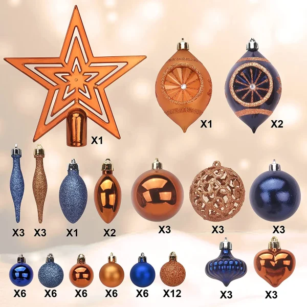 70Pcs Christmas Ornaments With Heart Blue, Silver, & White 7 70Pcs Christmas Ornaments With Heart Blue, Silver, & White - Image 5