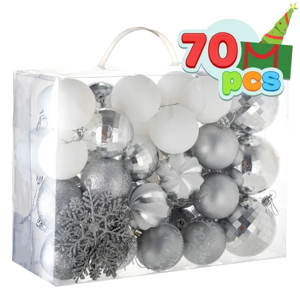 71pcs White And Silver Christmas Tree Ornaments 4 71pcs White And Silver Christmas Tree Ornaments - Image 2