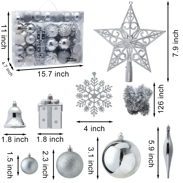71pcs White And Silver Christmas Tree Ornaments 6 71pcs White And Silver Christmas Tree Ornaments - Image 4