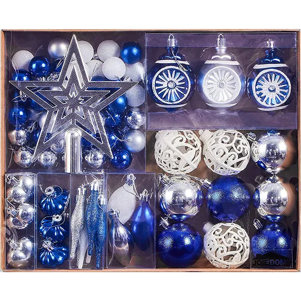 70pcs Blue Silver & White Christmas Ornament Set 3 70pcs Blue Silver & White Christmas Ornament Set