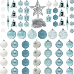 71pcs Blue And White Assorted Christmas Ornaments 10 71pcs Blue And White Assorted Christmas Ornaments -Christmas Decorations Store 71 Pcs Assorted Ornaments Blue and White 3 result 600x620 1