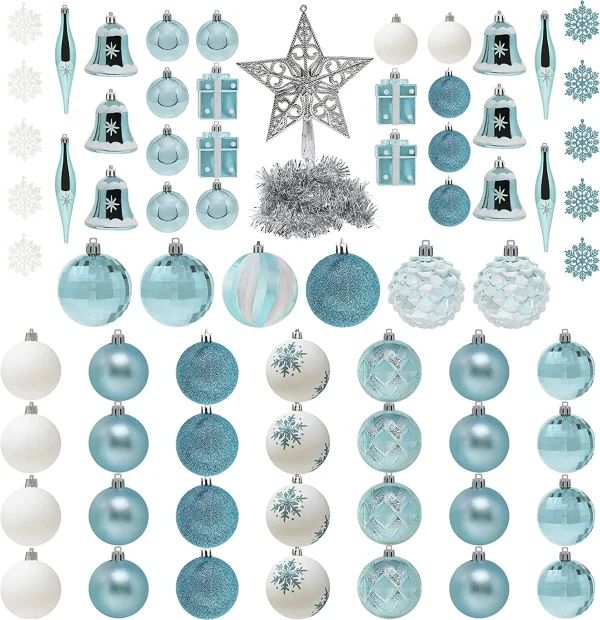 71pcs Blue And White Assorted Christmas Ornaments 5 71pcs Blue And White Assorted Christmas Ornaments - Image 3
