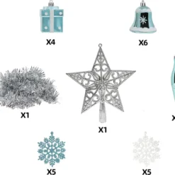71pcs Blue And White Assorted Christmas Ornaments 11 71pcs Blue And White Assorted Christmas Ornaments -Christmas Decorations Store 71 Pcs Assorted Ornaments Blue and White 4 result 600x557 1