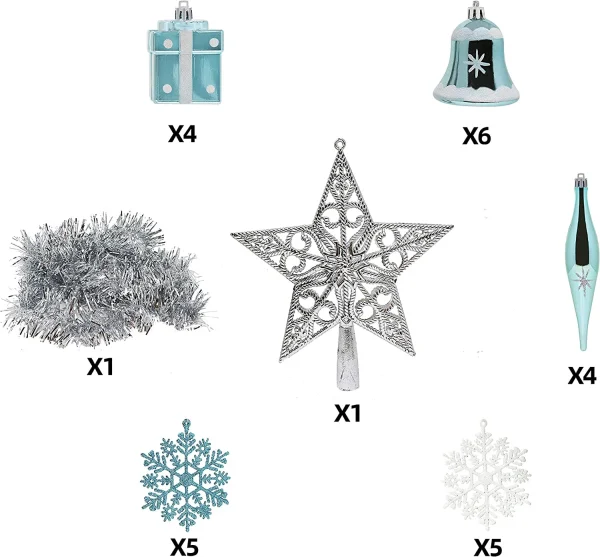 71pcs Blue And White Assorted Christmas Ornaments 6 71pcs Blue And White Assorted Christmas Ornaments - Image 4