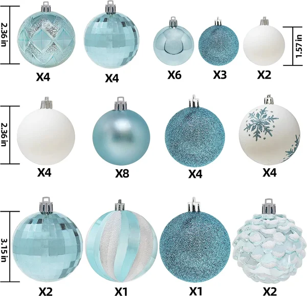 71pcs Blue And White Assorted Christmas Ornaments 7 71pcs Blue And White Assorted Christmas Ornaments - Image 5