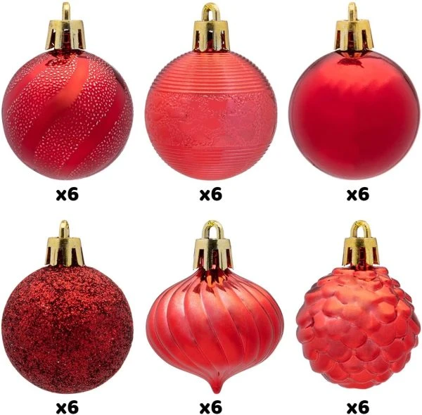 36pcs Red Shatterproof Christmas Ball Ornaments 1.57in 6 36pcs Red Shatterproof Christmas Ball Ornaments 1.57in - Image 4