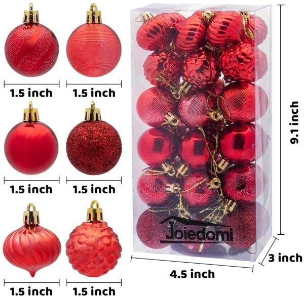 36pcs Red Shatterproof Christmas Ball Ornaments 1.57in 5 36pcs Red Shatterproof Christmas Ball Ornaments 1.57in - Image 3