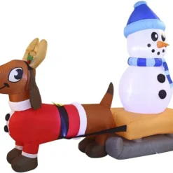 8ft Long Christmas Inflatable Weiner Dog Yard Decor -Christmas Decorations Store 71o7zRhgVgL. AC SL1500 1 600x482 1
