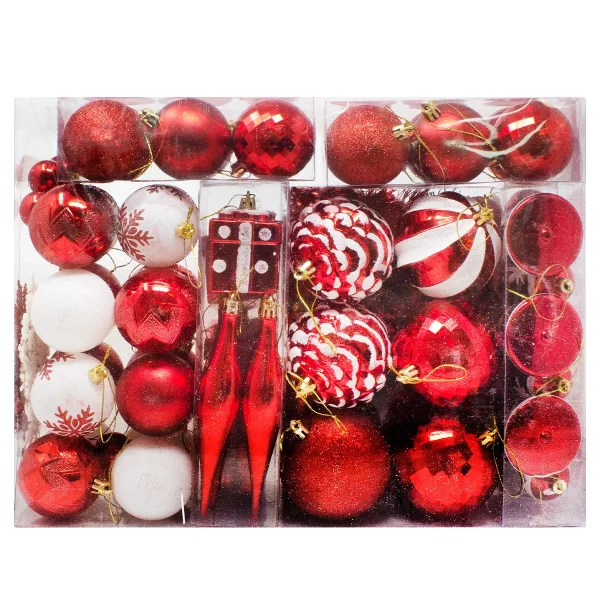 72pcs Red And White Christmas Ornaments 3 72pcs Red And White Christmas Ornaments