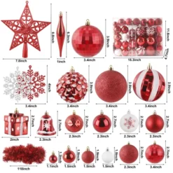 72pcs Red And White Christmas Ornaments 9 72pcs Red And White Christmas Ornaments -Christmas Decorations Store 72Pcs Assorted Christmas Tree Ornaments Red White 5 600x600 1