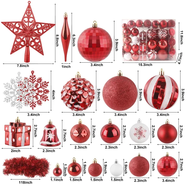 72pcs Red And White Christmas Ornaments 5 72pcs Red And White Christmas Ornaments - Image 3