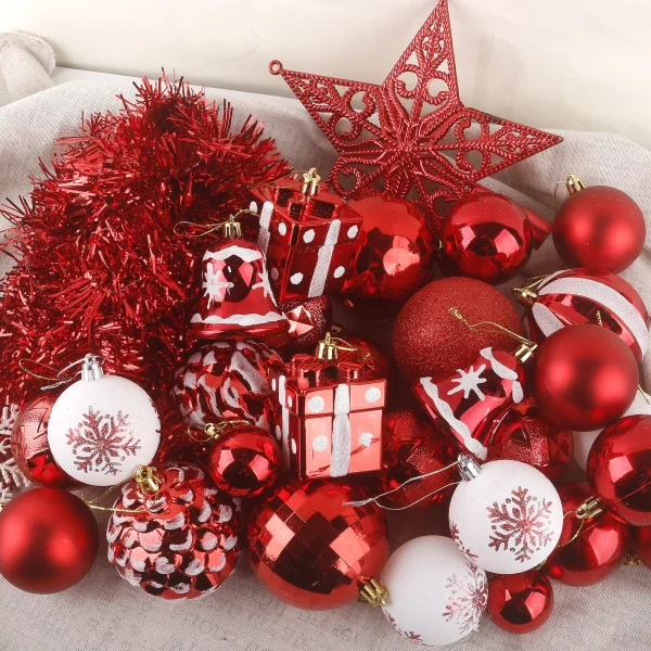 72pcs Red And White Christmas Ornaments 7 72pcs Red And White Christmas Ornaments - Image 5