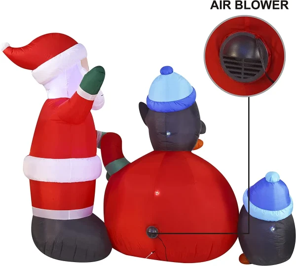 7ft Large Penguins With Santa Inflatable 6 7ft Large Penguins With Santa Inflatable - Image 4
