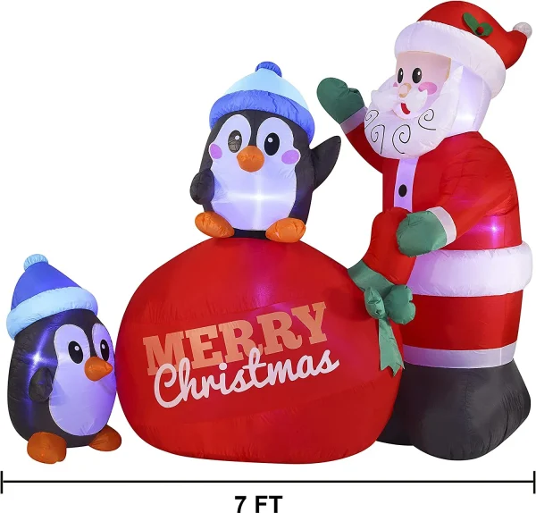 7ft Large Penguins With Santa Inflatable 8 7ft Large Penguins With Santa Inflatable - Image 6