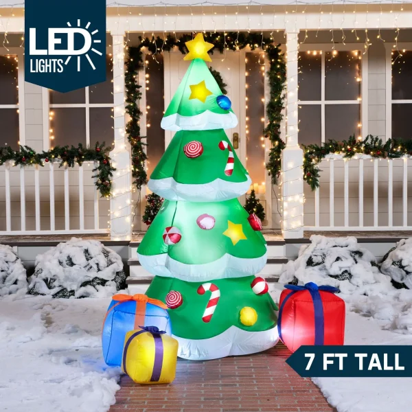 7ft Tall LED Inflatable Christmas Tree With 3 Wrapped Gifts 4 7ft Tall LED Inflatable Christmas Tree With 3 Wrapped Gifts - Image 2
