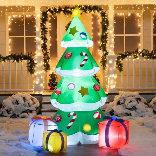 7ft Tall LED Inflatable Christmas Tree With 3 Wrapped Gifts 3 7ft Tall LED Inflatable Christmas Tree With 3 Wrapped Gifts