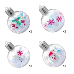 8pcs Plastic Light Up Christmas Ball Ornaments 3.15in -Christmas Decorations Store 8 PcsLighted Holopaper Filling Ornaments with Cartoon Design 3 3 result 600x600 1