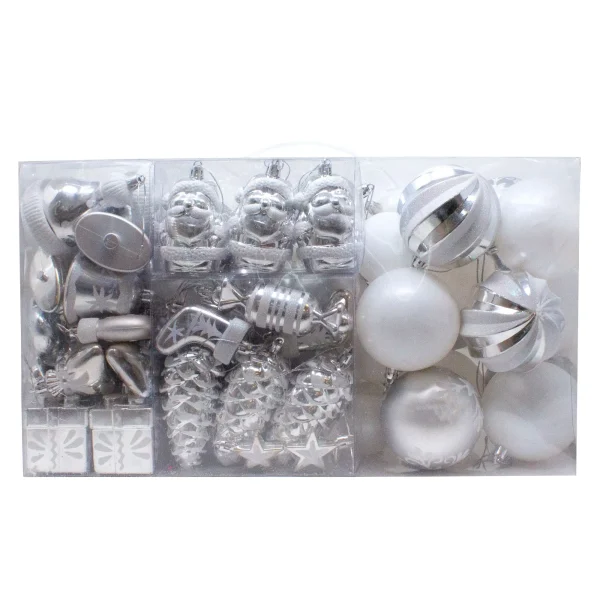 81pcs White And Silver Christmas Ornaments 3 81pcs White And Silver Christmas Ornaments