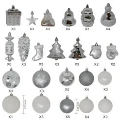 81pcs White And Silver Christmas Ornaments 9 81pcs White And Silver Christmas Ornaments -Christmas Decorations Store 81 Pcs Assorted Shape Christmas Ornaments SilverampWhite 3 result scaled 600x600 1