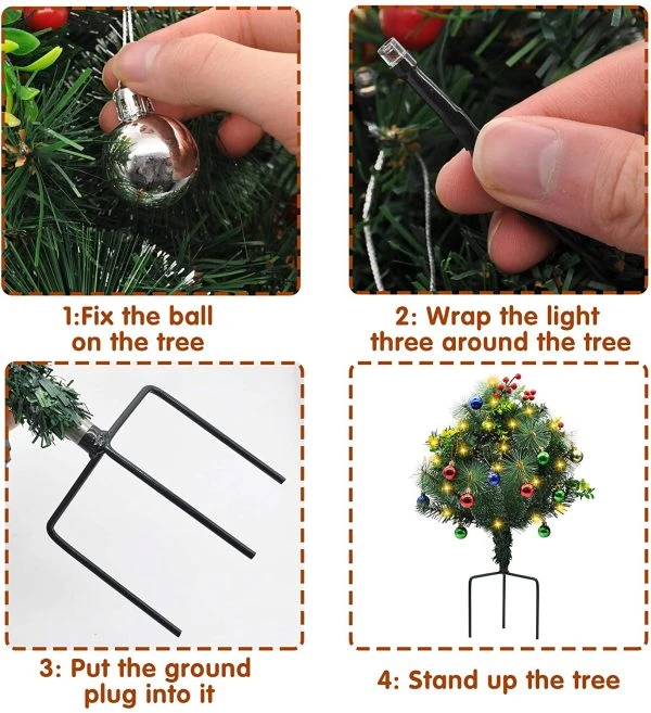 2pcs Christmas Tree Pathway Lights Set 24.5in 8 2pcs Christmas Tree Pathway Lights Set 24.5in - Image 6