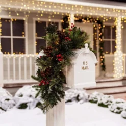 Pre Lit Christmas Mailbox Swag 36in