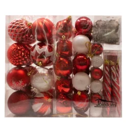 87pcs Red And White Christmas Ornaments