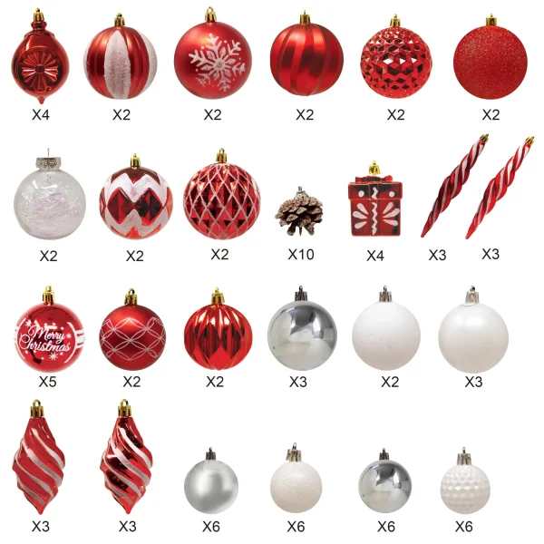 87pcs Red And White Christmas Ornaments 4 87pcs Red And White Christmas Ornaments - Image 2