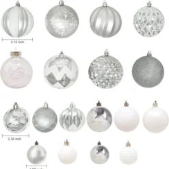 87pcs Christmas White And Silver Ornaments 10 87pcs Christmas White And Silver Ornaments -Christmas Decorations Store 87ct Assorted Red amp White Christmas Ornaments Set with Pine Corn 3 result 2 600x611 1