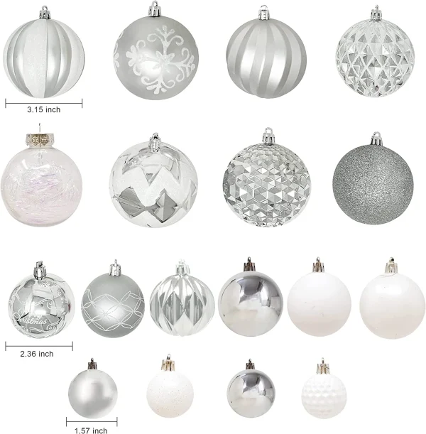 87pcs Christmas White And Silver Ornaments 5 87pcs Christmas White And Silver Ornaments - Image 3