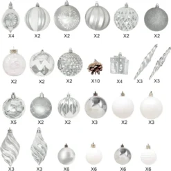 87pcs Christmas White And Silver Ornaments 11 87pcs Christmas White And Silver Ornaments -Christmas Decorations Store 87ct Assorted Red amp White Christmas Ornaments Set with Pine Corn 4 result 1 600x599 1