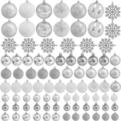 88pcs Christmas Ball White And Silver Ornaments -Christmas Decorations Store 88 Pcs Assorted Shatterproof Silver amp White Christmas Ornaments 2 result 600x602 1