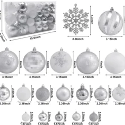 88pcs Christmas Ball White And Silver Ornaments -Christmas Decorations Store 88 Pcs Assorted Shatterproof Silver amp White Christmas Ornaments 3 result 600x554 1