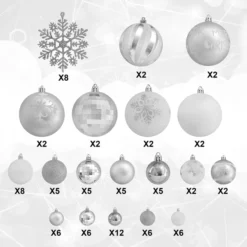 88pcs Christmas Ball White And Silver Ornaments -Christmas Decorations Store 88 Pcs Assorted Shatterproof Silver amp White Christmas Ornaments 4 result 600x600 1