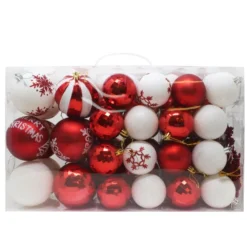 88pcs Red And White Christmas Shatterproof Ornaments