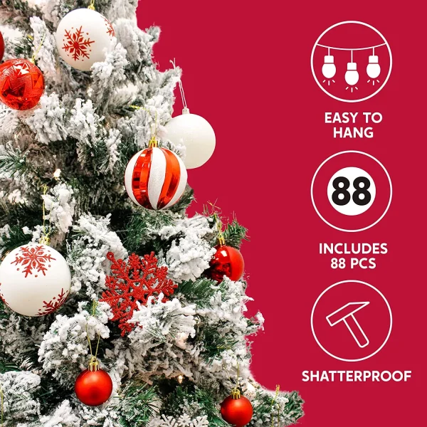 88pcs Red And White Christmas Shatterproof Ornaments 4 88pcs Red And White Christmas Shatterproof Ornaments - Image 2