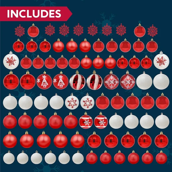 88pcs Red And White Christmas Shatterproof Ornaments 8 88pcs Red And White Christmas Shatterproof Ornaments - Image 6