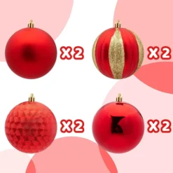 8pcs Shatterproof Red Christmas Ball Ornaments 3.94in -Christmas Decorations Store 8Pcs Red Christmas Ornaments 3.94in 4 result 600x600 1