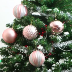 8Pcs Rose Gold Christmas Ornaments 3.94in -Christmas Decorations Store 8Pcs Rose Gold Christmas Ornaments 3 3 600x600 1
