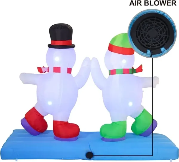8ft Inflatable LED High Five Snowman Ice Skating 6 8ft Inflatable LED High Five Snowman Ice Skating - Image 4