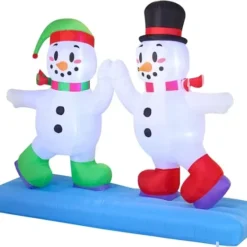 8ft Inflatable LED High Five Snowman Ice Skating 9 8ft Inflatable LED High Five Snowman Ice Skating -Christmas Decorations Store 8ft Inflatable LED High Five Snowman Ice Skating 3 600x523 1